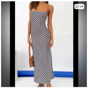 Women's LUCYPARIS Black White Checkerboard Maxi Dress S